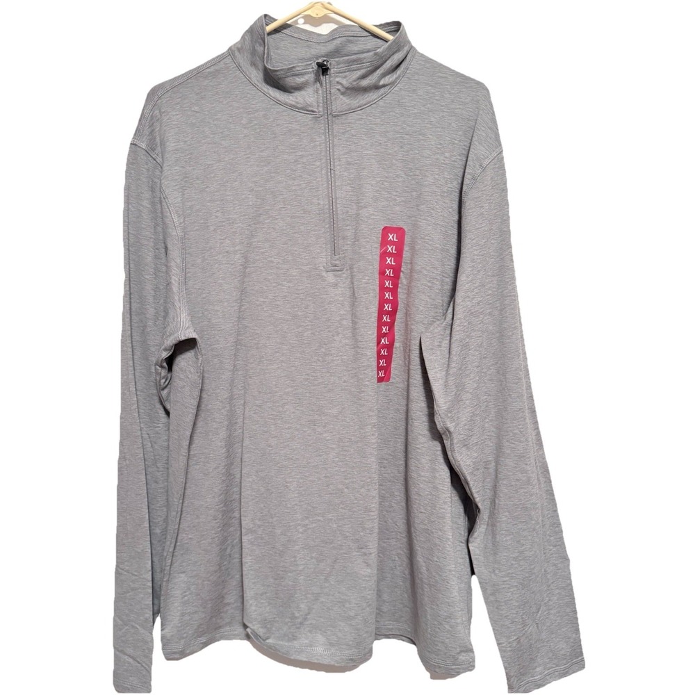 Members‎ Mark Gray Knit Quarter Zip Long Sleeve Active Pullover Mens XL